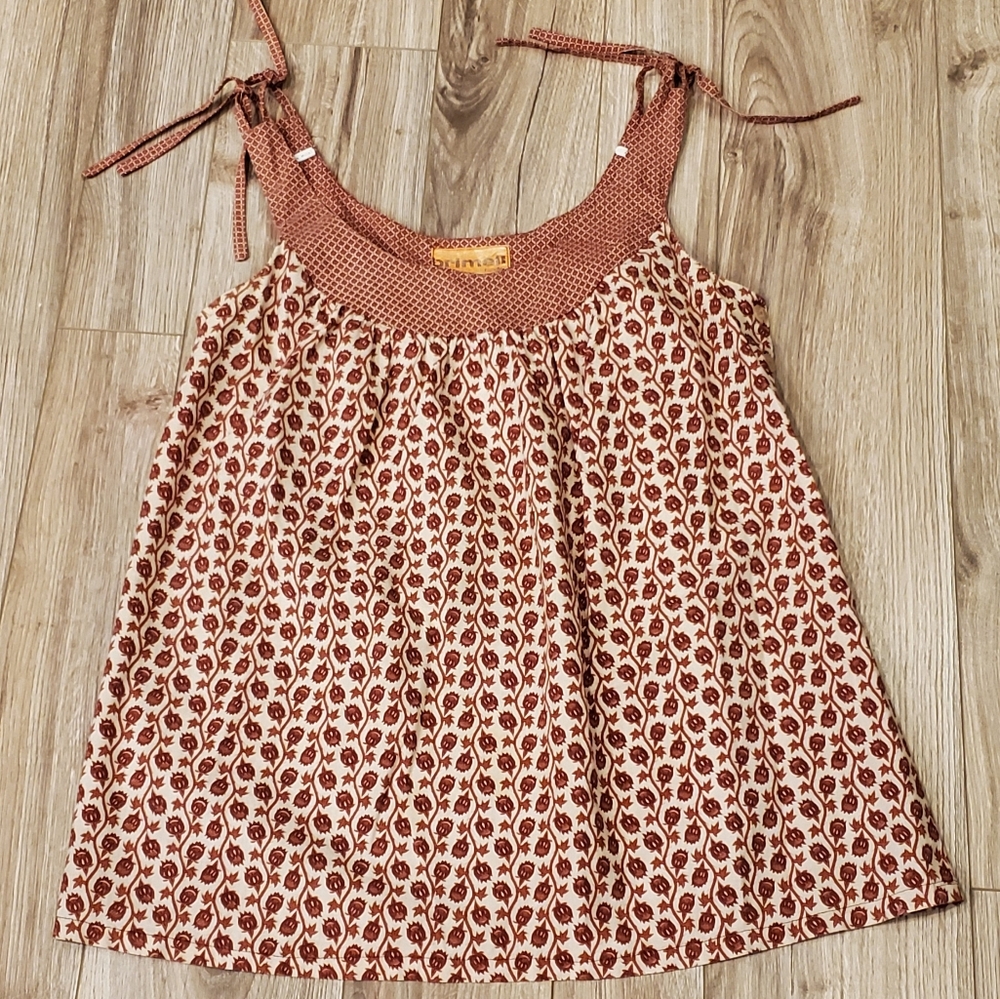 1960's brimell of London Babydoll Scoop Neck Tie Shoulder Top Med Made England